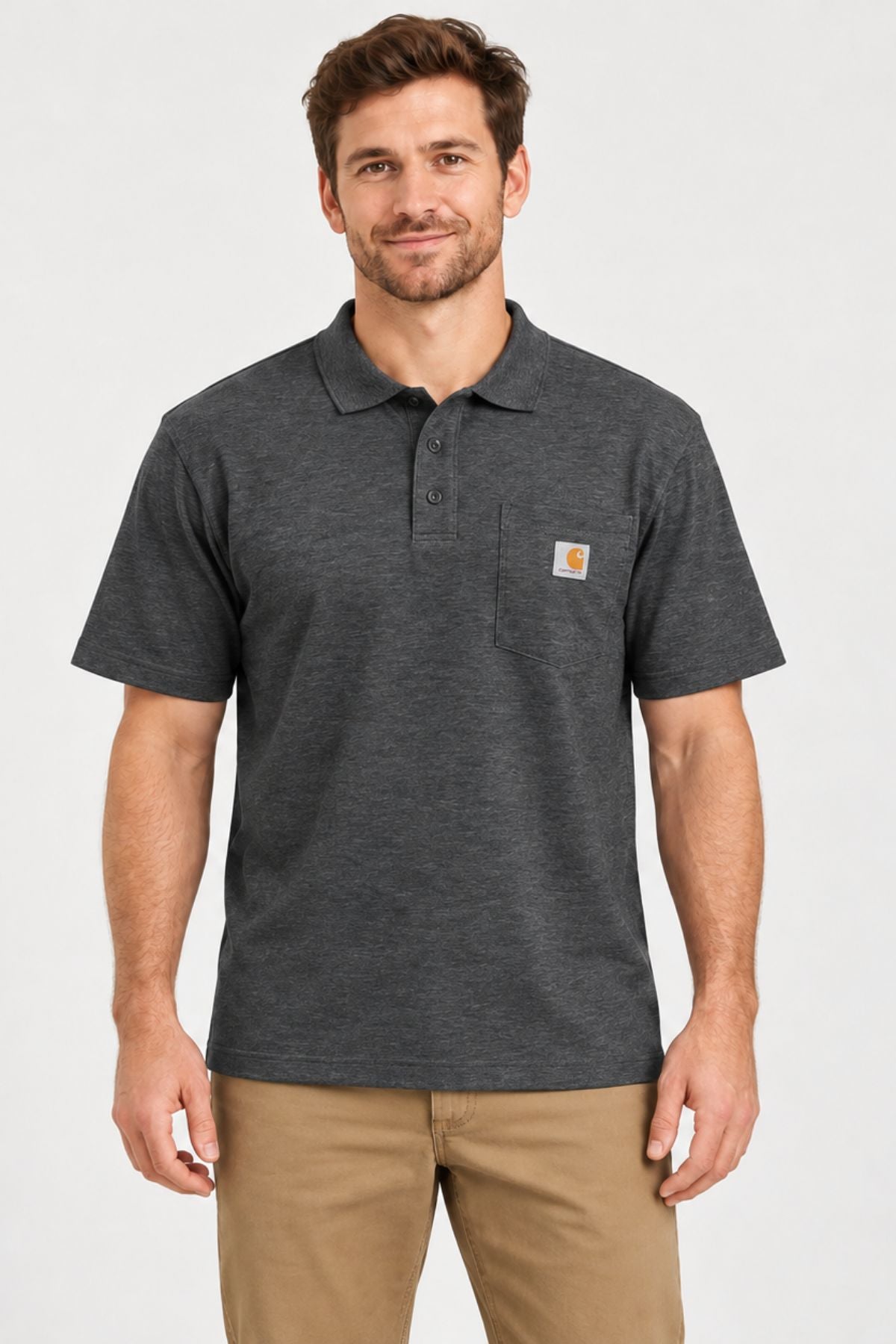 CARHARTT Loose Short Sleeve Polo Shirt - Grey