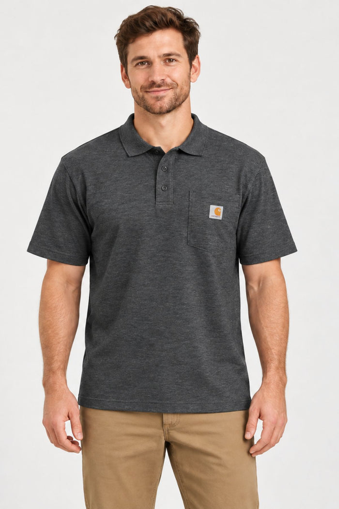 CARHARTT Loose Short Sleeve Polo Shirt - Grey