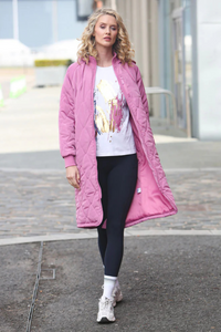 RELAX & RENEW Casey Longline Quilted Coat - Berry