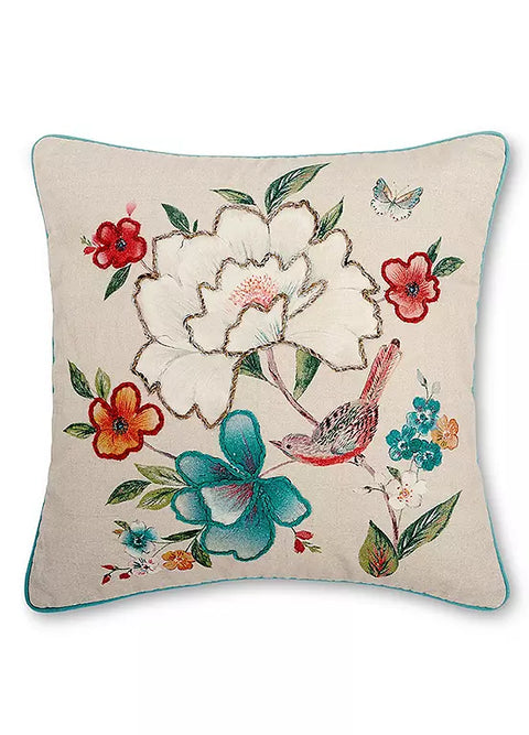 CATHERINE LANSFIELD : Pippa Floral Birds Cushion