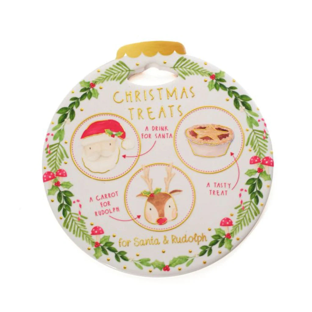 LANGS Christmas Ceramic Treat Plate for Santa and Rudolph 20cm