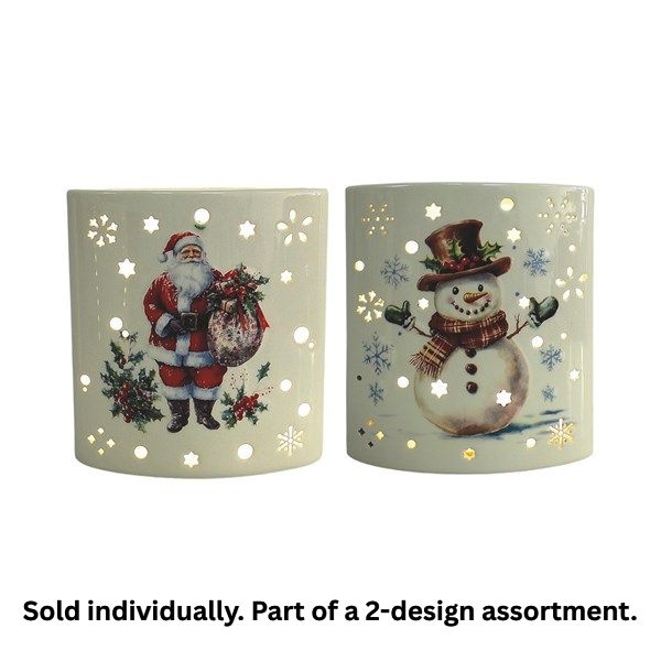 STRAITS Ceramic Glow LED Santa or Snowman Lantern 16cm - 1 Pc