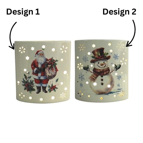 STRAITS Ceramic Glow LED Santa or Snowman Lantern 16cm - 1 Pc