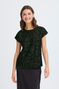FRANSA Charlotta Sequin Top - Black