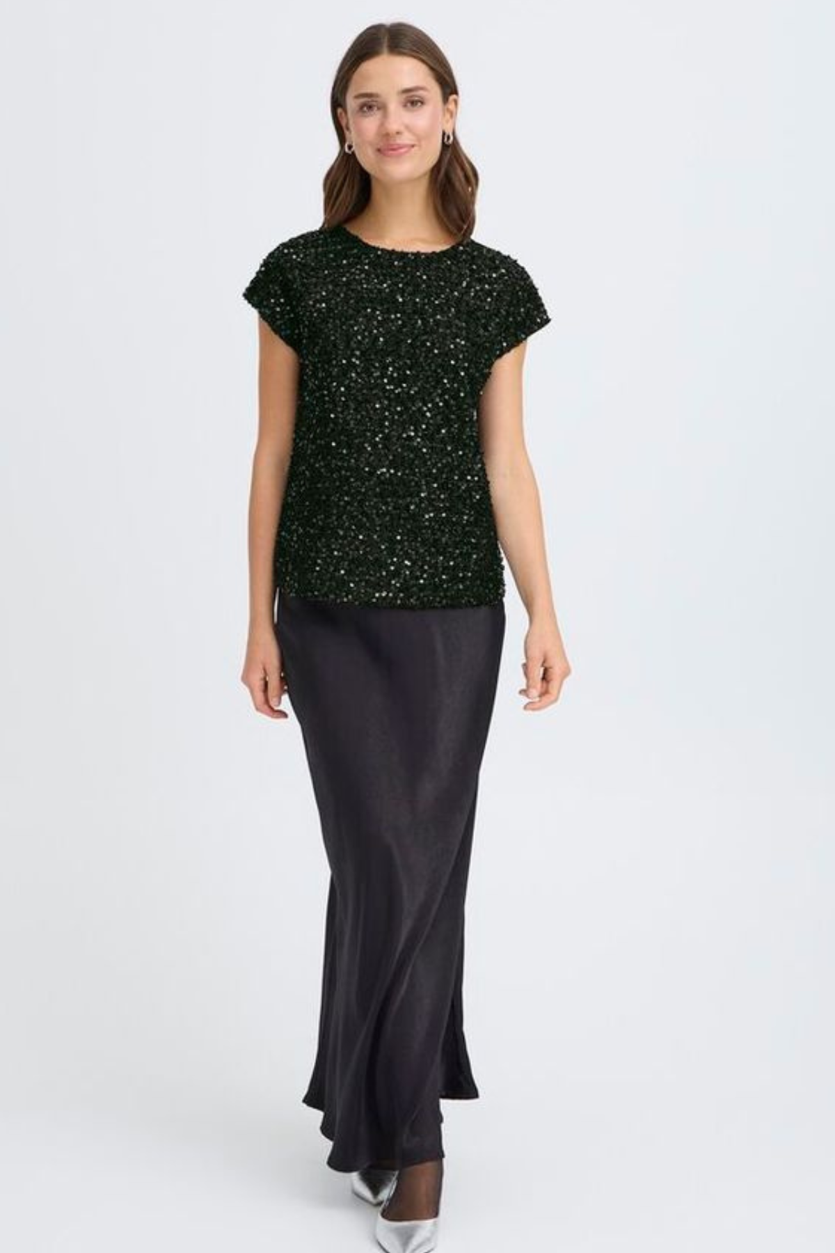 FRANSA Charlotta Sequin Top - Black