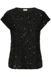 FRANSA Charlotta Sequin Top - Black