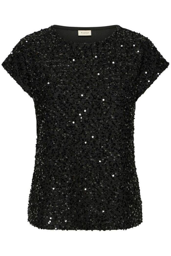 FRANSA Charlotta Sequin Top - Black