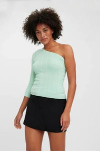 VERO MODA 3/4 Sleeve Off Shoulder Top - Green
