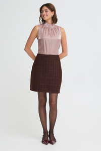 FRANSA Odette Woven Skirt - Fudge Red