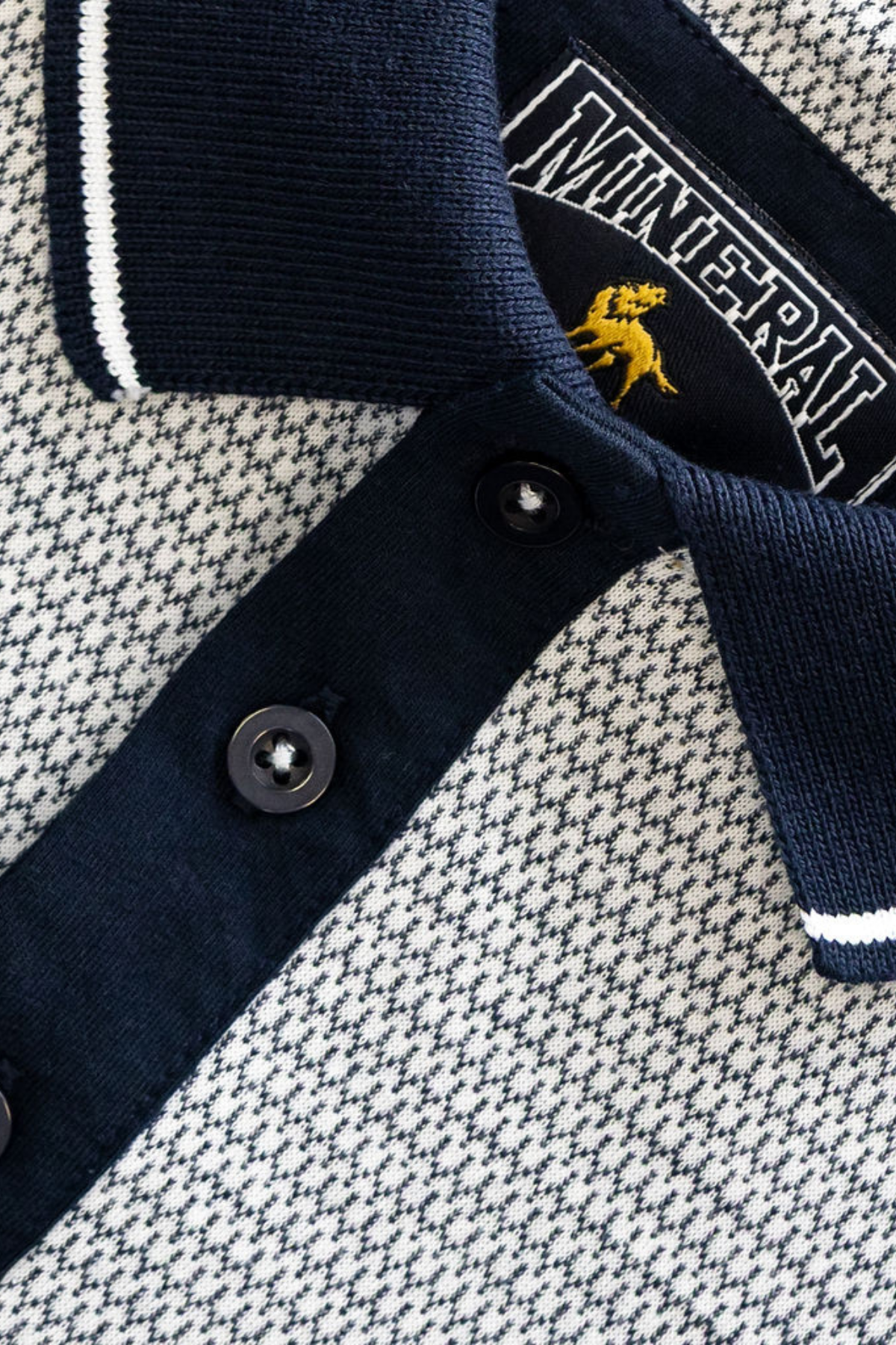 MINERAL Marco Printed Polo Shirt - Navy