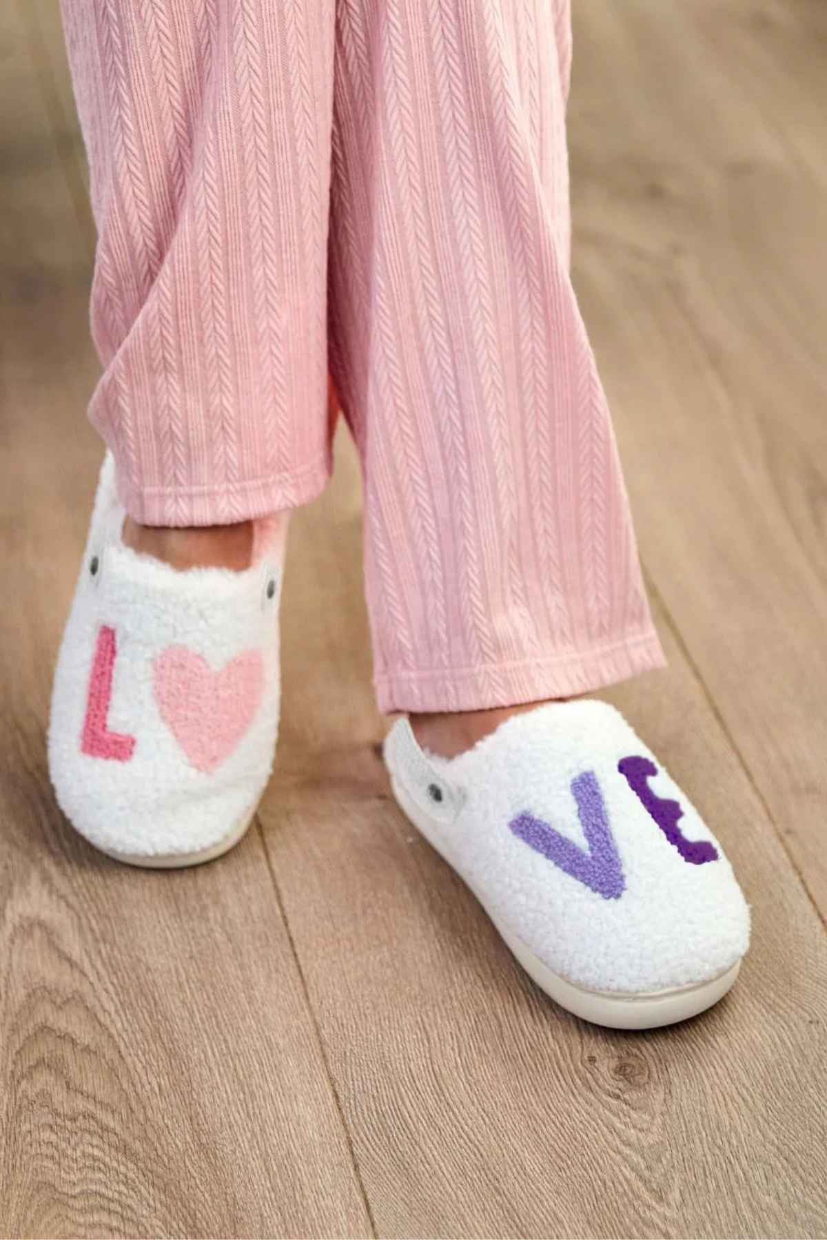 BRANDWELL Slingback Cosy Slippers - Cream/Purple