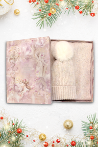 SOMETHING SPECIAL Pearl Knit Hat & Scarf Luxury Gift Box - Beige