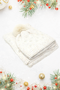 SOMETHING SPECIAL Pearl Knit Hat & Scarf Luxury Gift Box - Beige