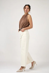 COPE CLOTHING Edena Culotte Wide Jeans - Ecru