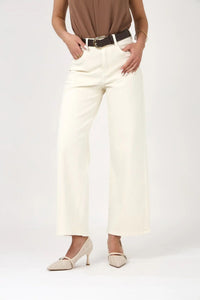 COPE CLOTHING Edena Culotte Wide Jeans - Ecru