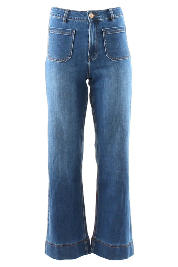 RANT & RAVE Cristal Wide Leg Jeans - Mid Blue