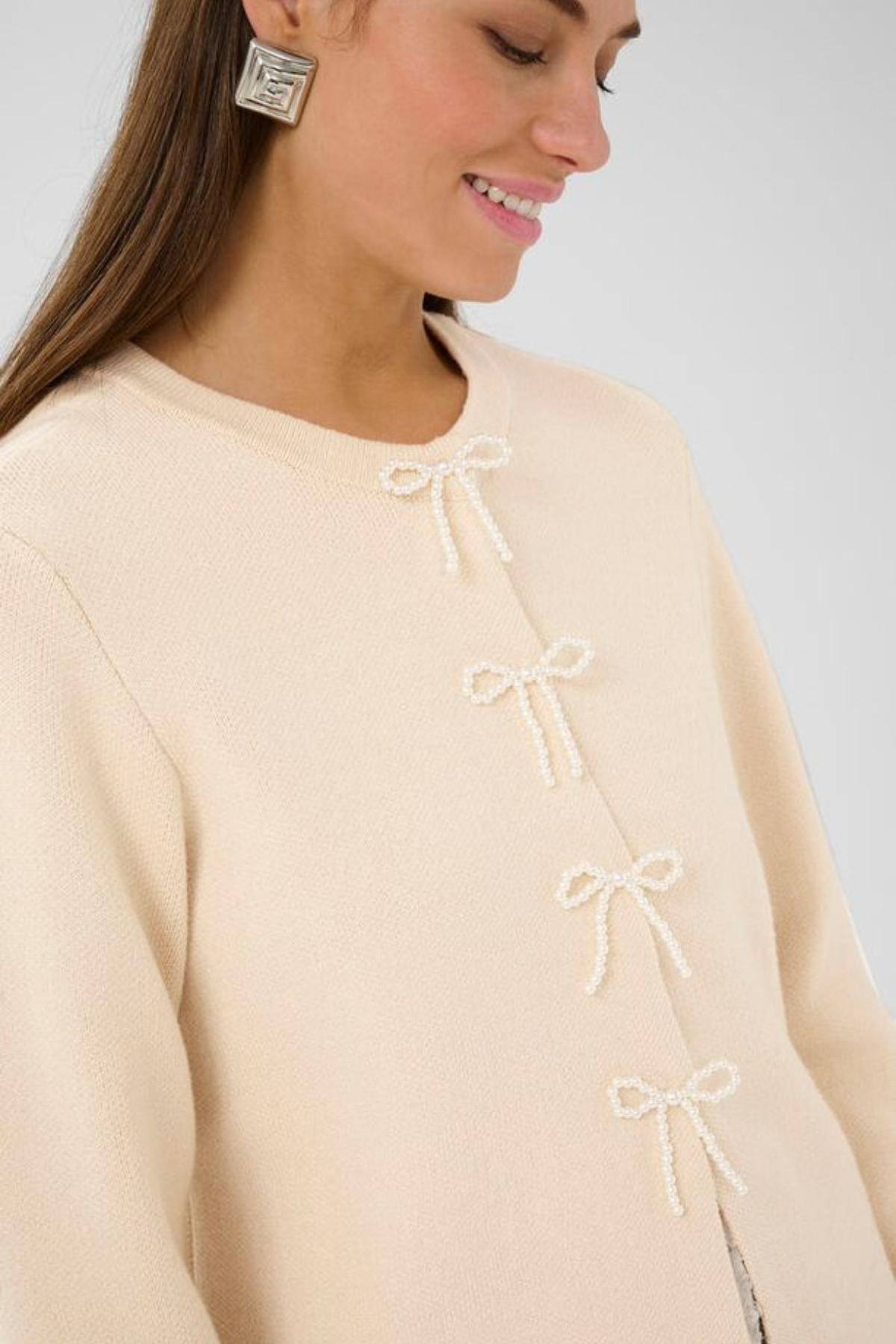 CULTURE Holiday Bow Cardigan - Cream