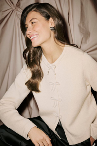 CULTURE Holiday Bow Cardigan - Cream