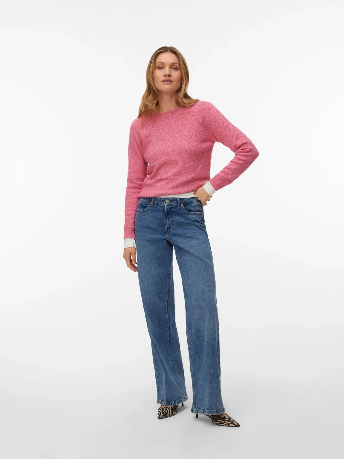 VERO MODA Doffy Round Neck Knitted Pullover - Pink