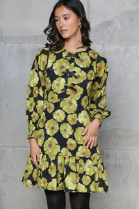 RANT & RAVE Daina Long Sleeve Floral Dress - Green