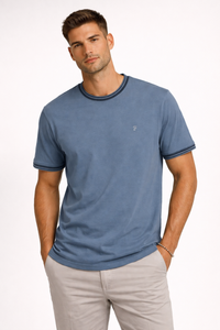 FARAH Classic Dallow SS Tipped T-Shirt - Soft Blue