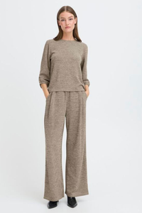 ICHI Danice Wide Leg Trousers - Gold