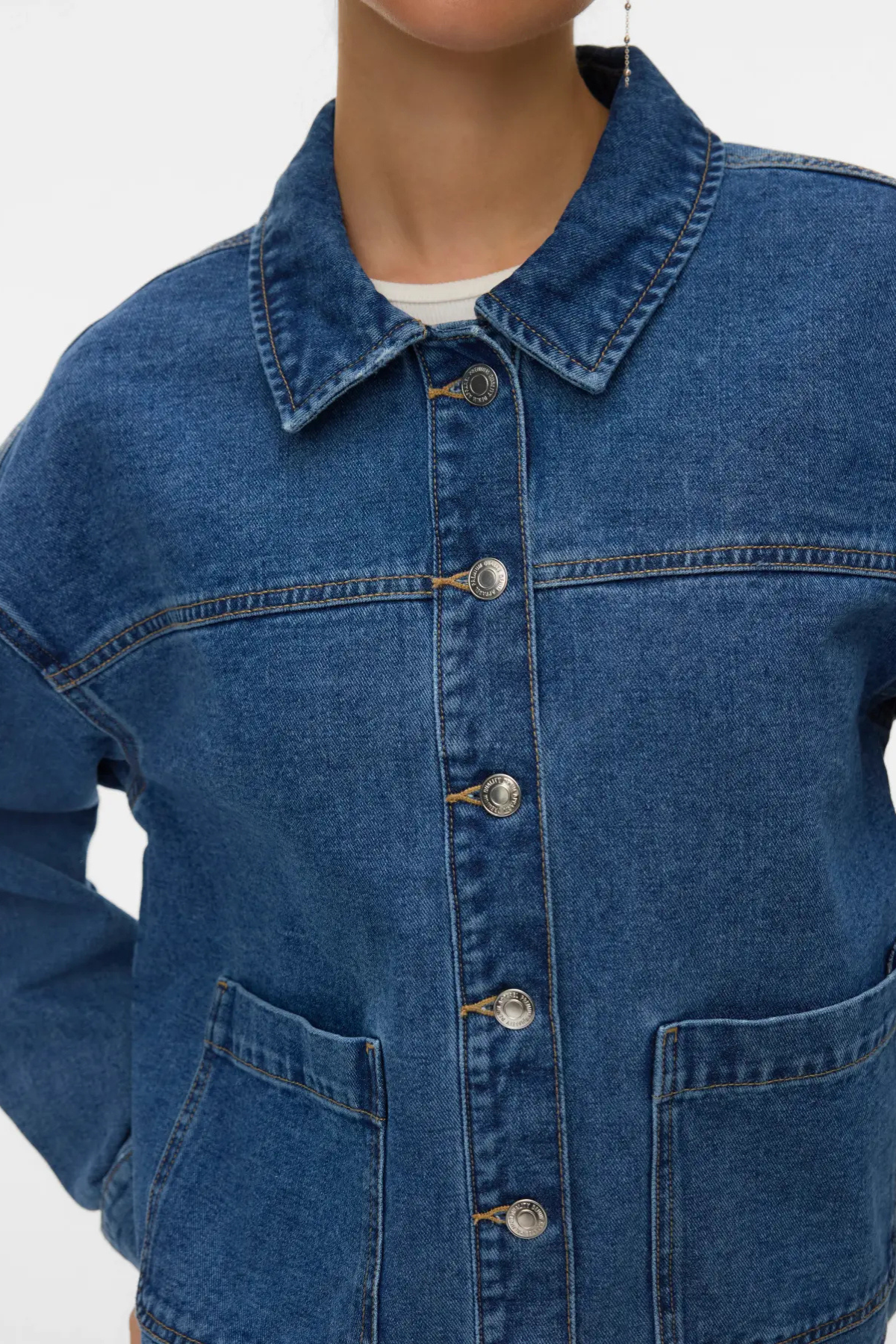 VERO MODA Jamie Denim Shacket - Mid Blue