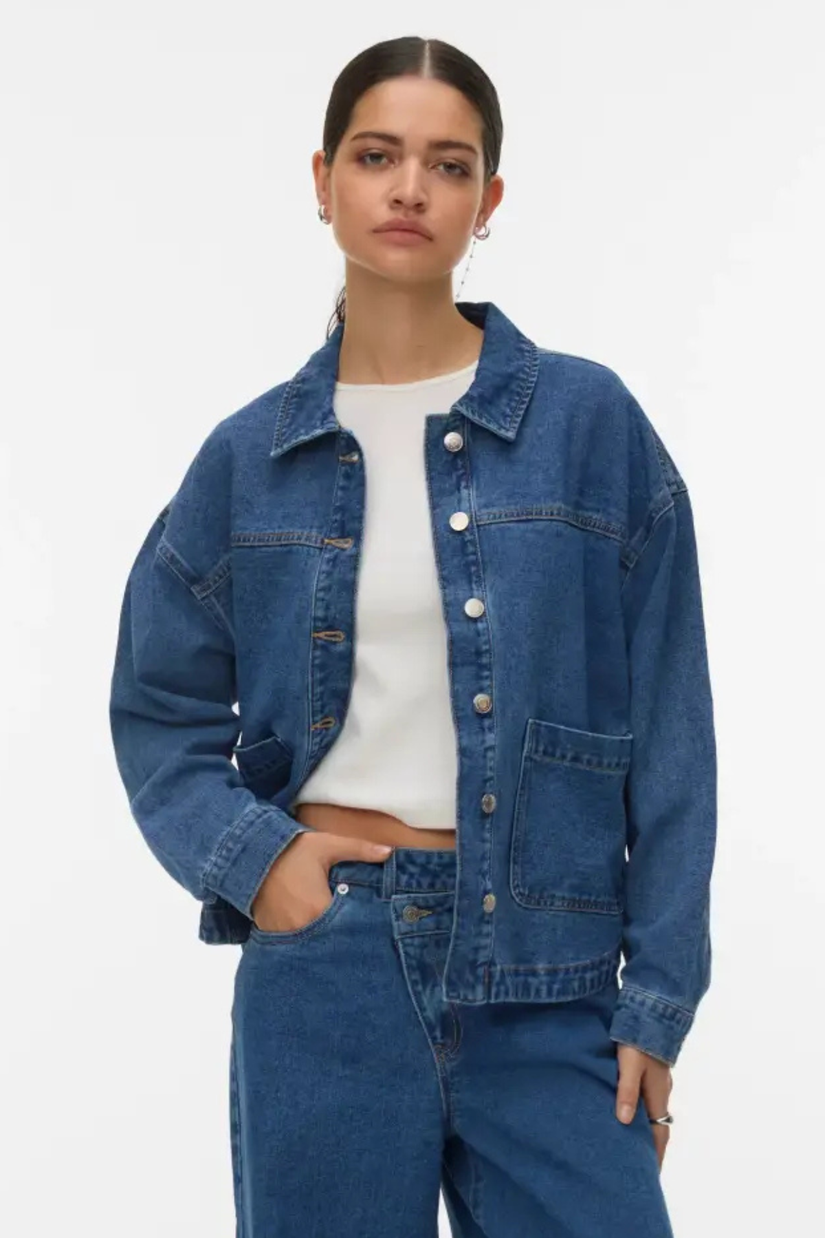 VERO MODA Jamie Denim Shacket - Mid Blue