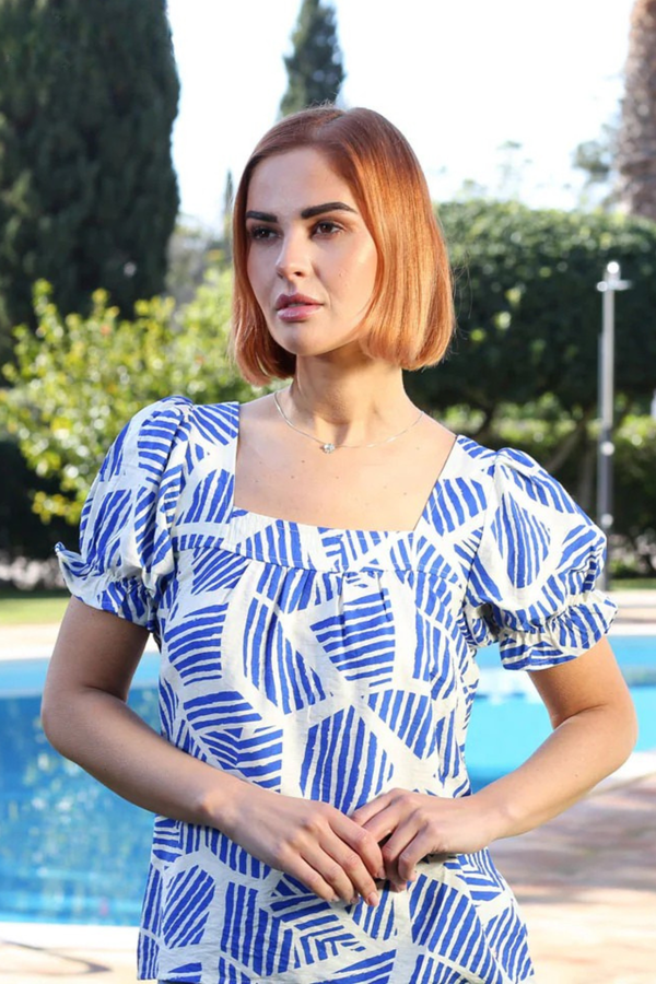RANT & RAVE Dolly Square Neck Top - Blue