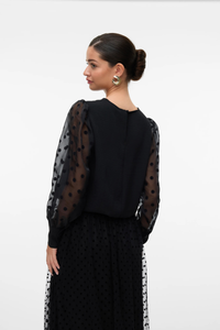 VERO MODA Alva Sheer Dot Sleeve Blouse - Black