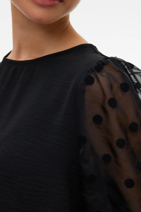 VERO MODA Alva Sheer Dot Sleeve Blouse - Black