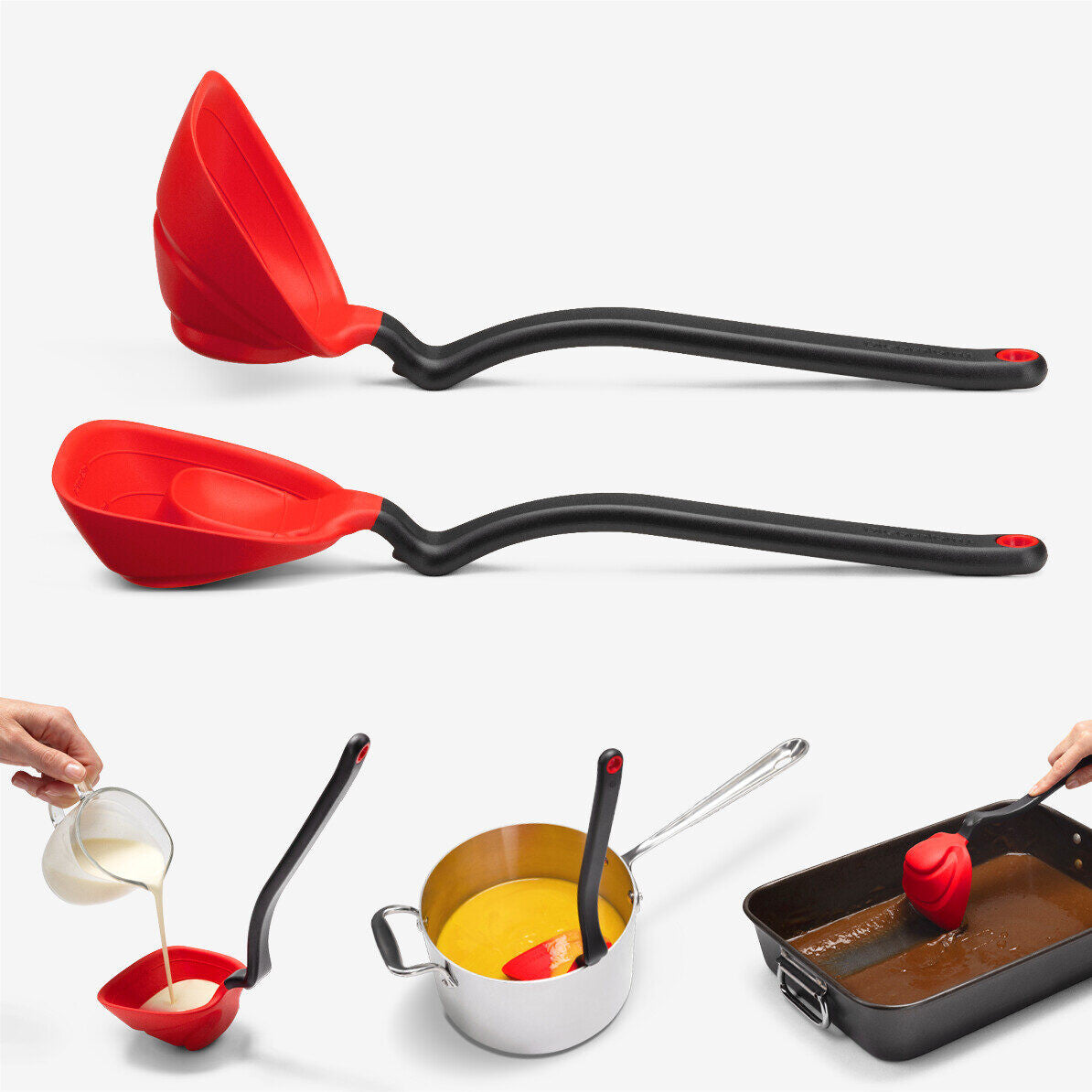 DREAMFARM Fladle - Fold Flat Scraping Ladle - Red
