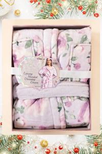 SOMETHING SPECIAL Luxury Hooded Floral Dressing Gown Gift Box - Lilac