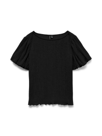 VERO MODA Leika Boat Neck Textured Top - Black