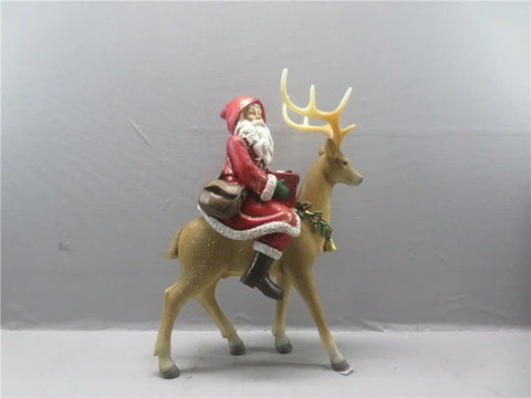 Santa On a Deer Christmas Figurine
