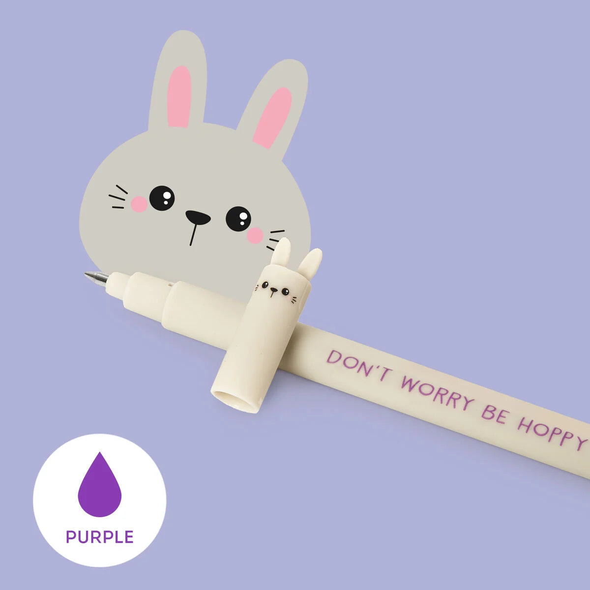 LEGAMI Don't Worry Be Hoppy Bunny Erasable Pen - Purple