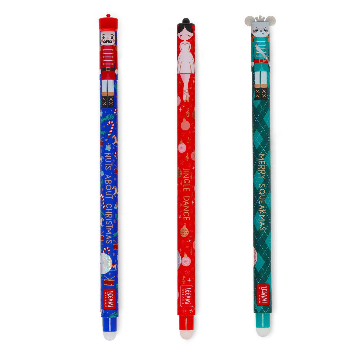 LEGAMI Set of 3 Erasable Christmas Gel Pens - The Nutcracker