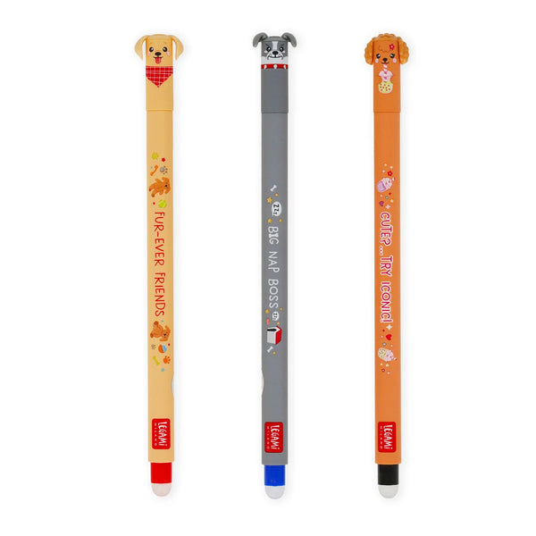 LEGAMI Set of Three Erasable Pens - Fur-ever Friends