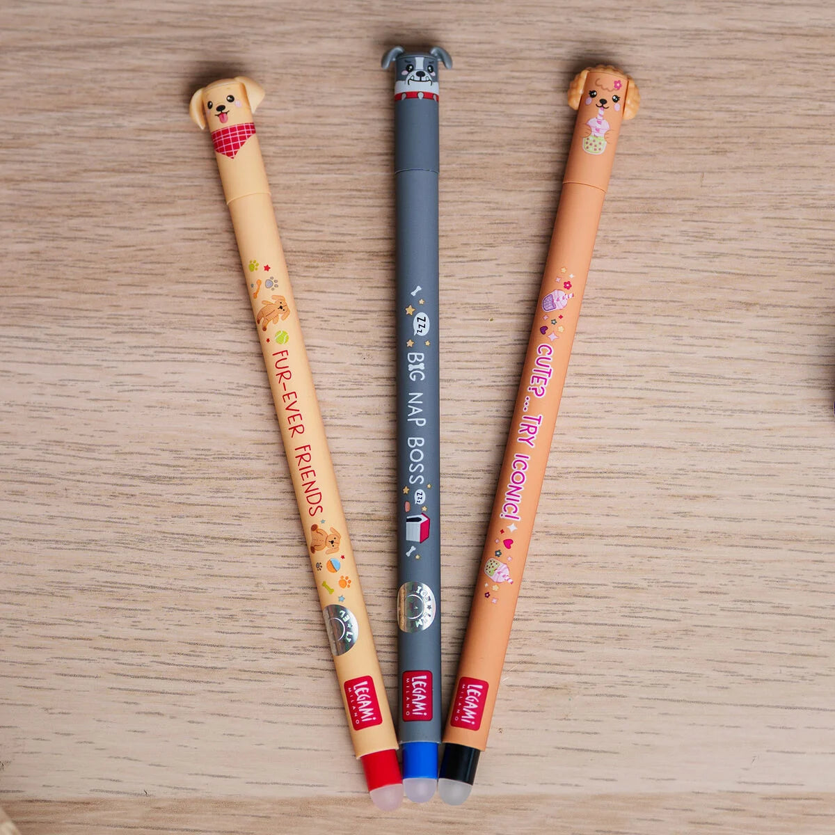 LEGAMI Set of Three Erasable Pens - Fur-ever Friends