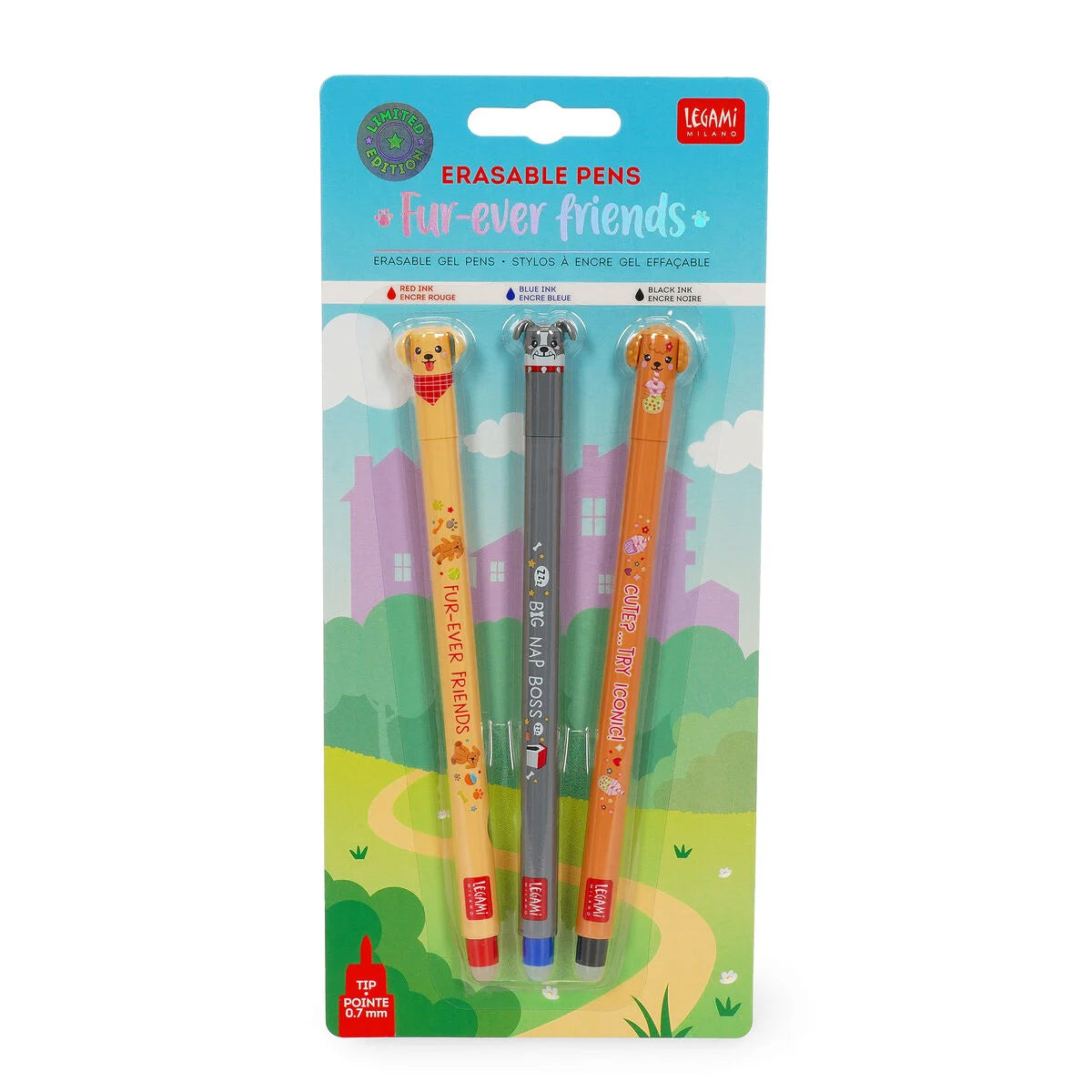 LEGAMI Set of Three Erasable Pens - Fur-ever Friends