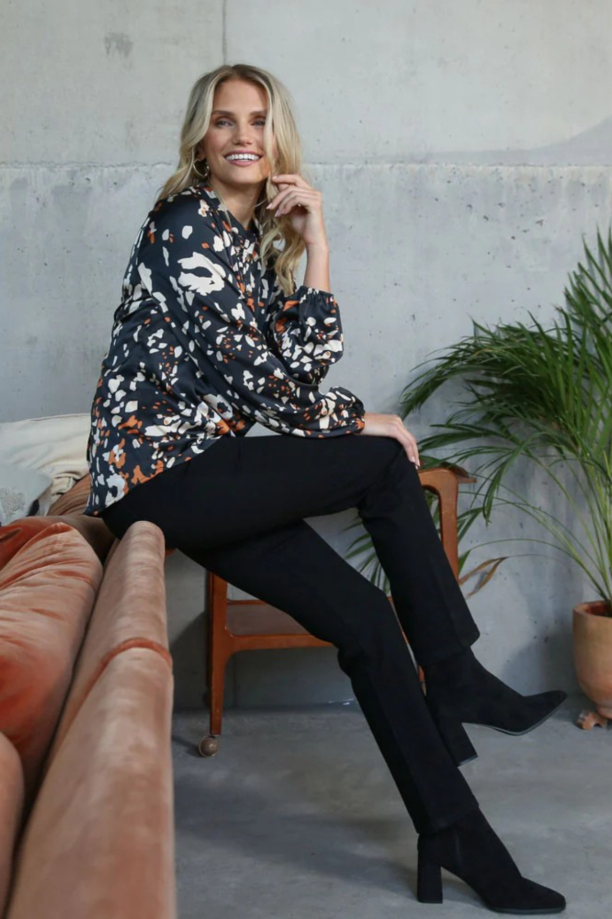 RANT & RAVE Ebony Blouse - Black/Orange