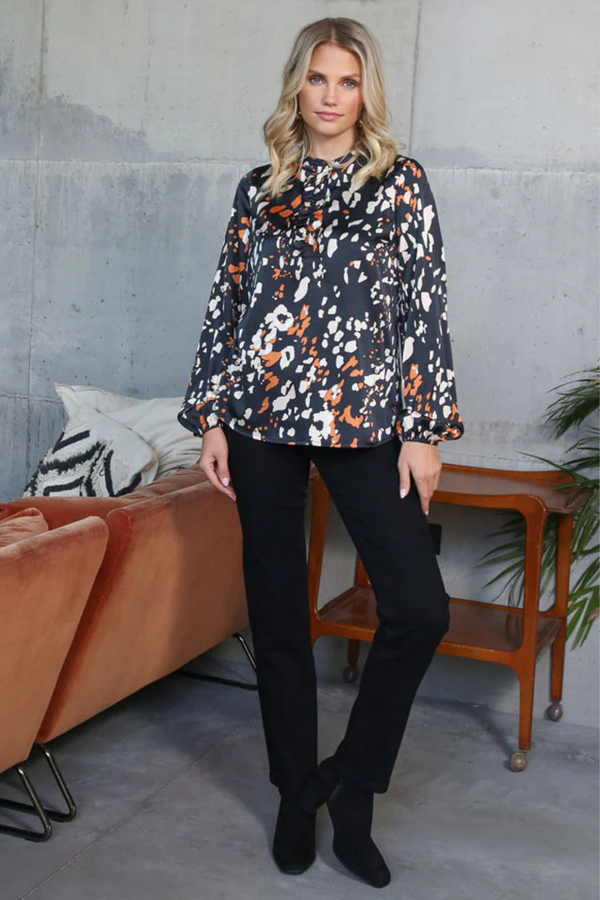 RANT & RAVE Ebony Blouse - Black/Orange