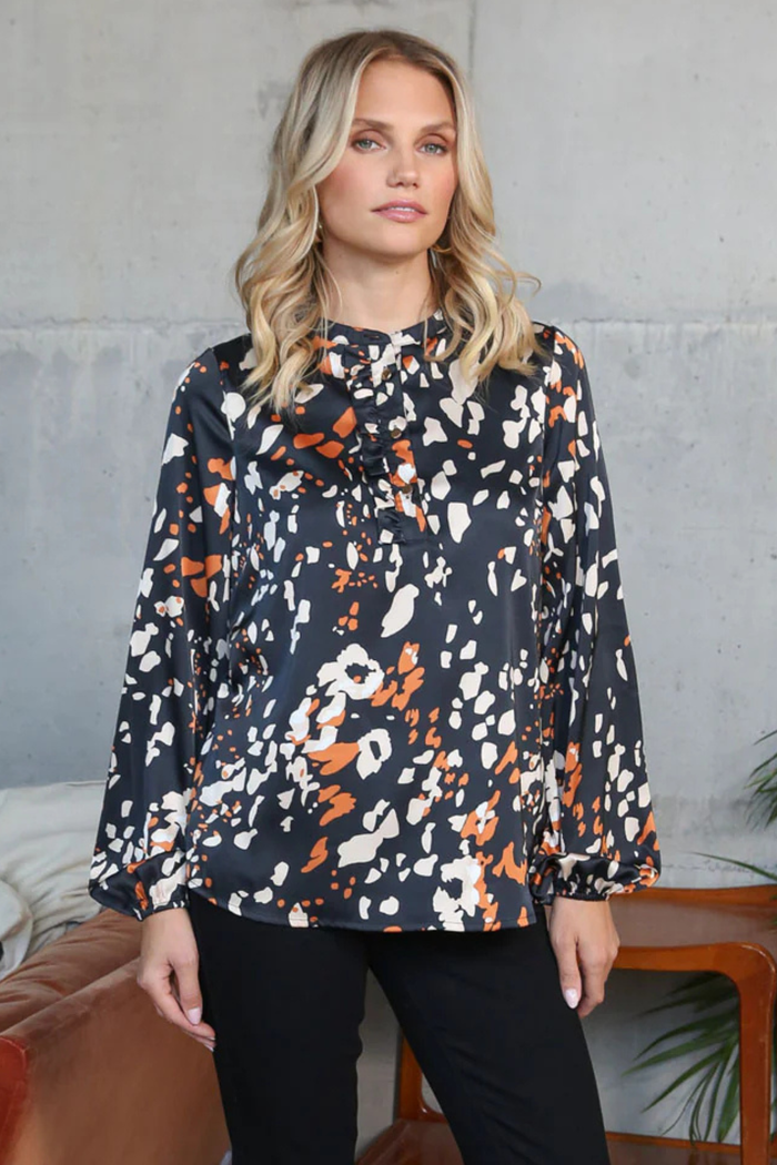 RANT & RAVE Ebony Blouse - Black/Orange