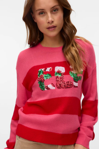 VERO MODA Elf Christmas Jumper - Red/Pink