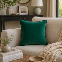 FULLSHIRE Velvet Piped Cushion - Emerald 43x43cm