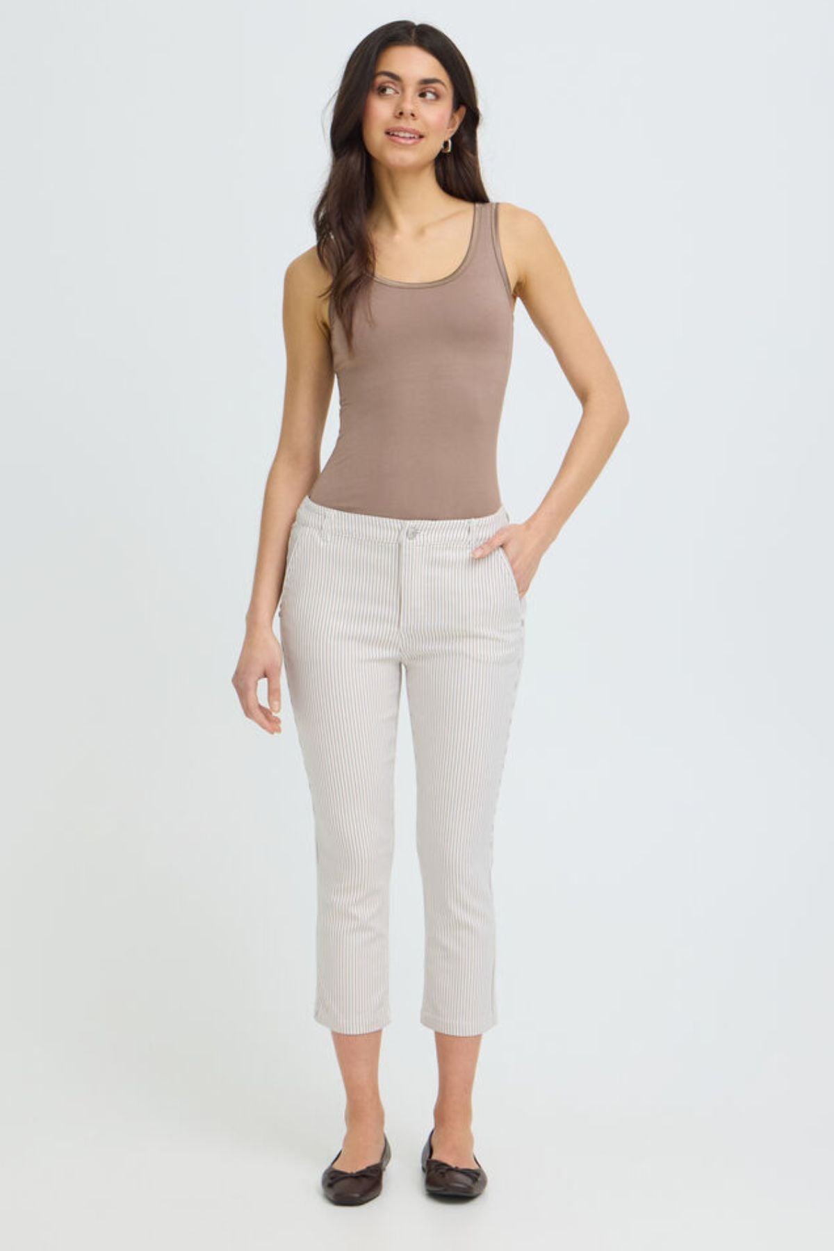 FRANSA Ena Tessa Cropped Striped Pants