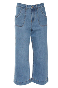 RANT & RAVE Etta Wide Leg Cropped Jeans - Light Wash