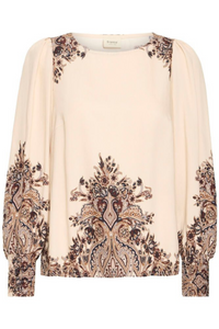 FRANSA Adara Paisley Print Blouse - Cream