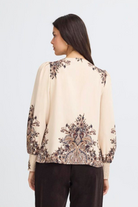 FRANSA Adara Paisley Print Blouse - Cream