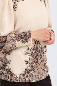 FRANSA Adara Paisley Print Blouse - Cream